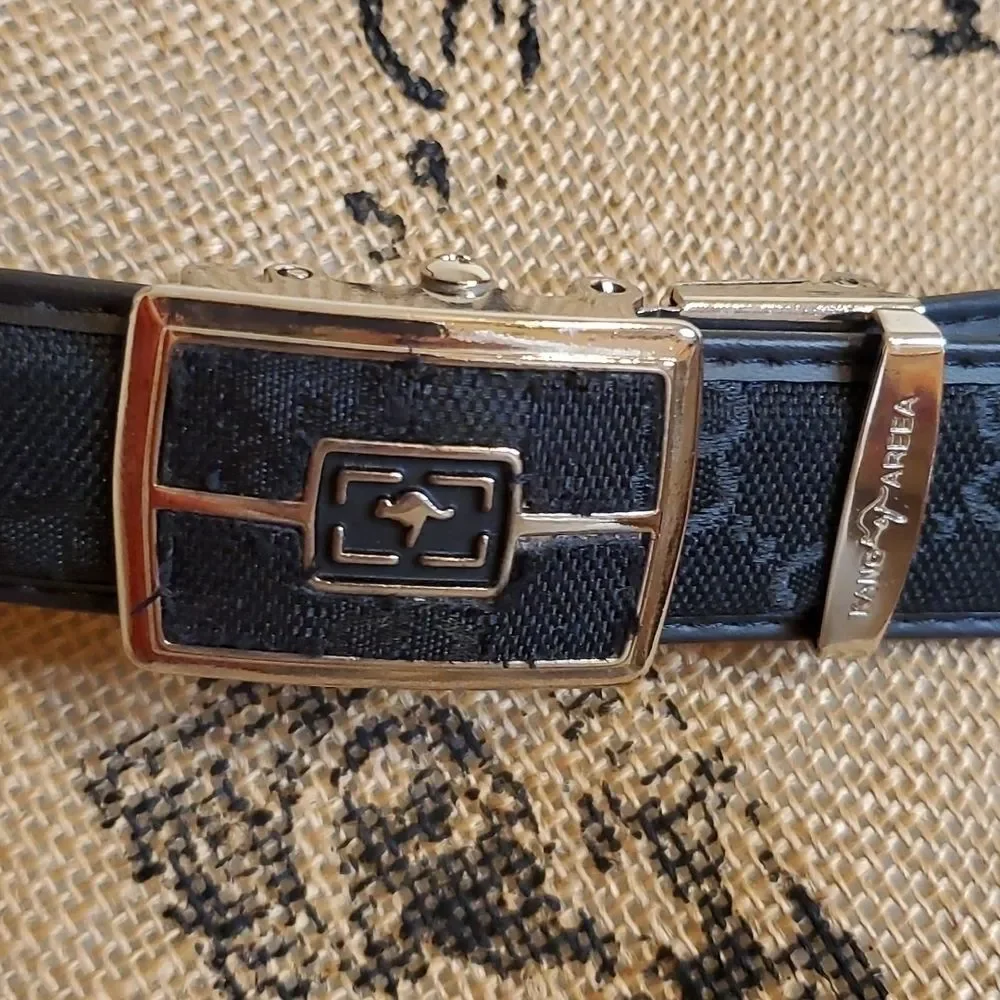 KangaROOS Black Fabric Faux Leather Webbing Belt Unisex Medium